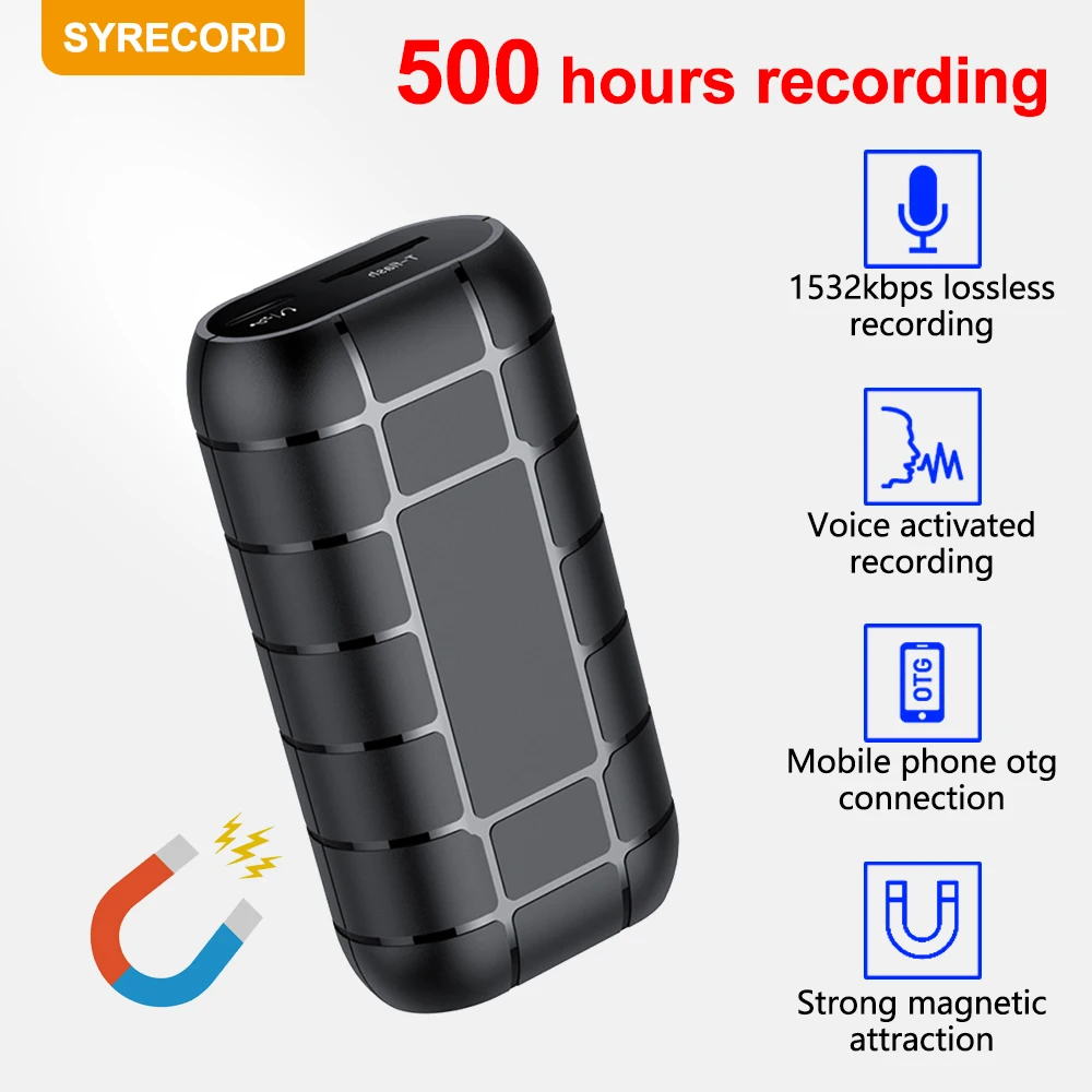 

Mini voice activated recorder 500hours digital recording device professional sound dictaphone audio micro record portable small
