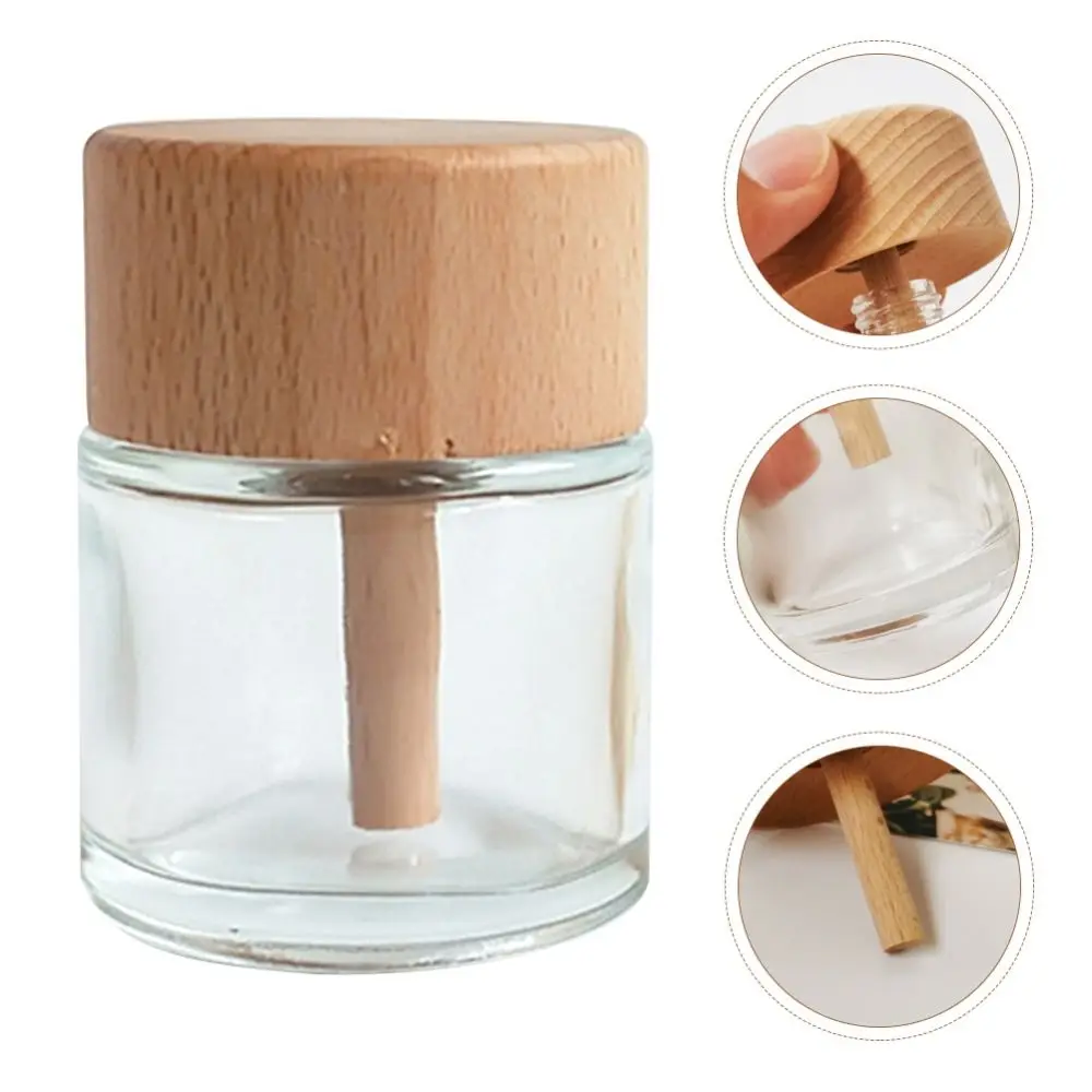 50ml Clear Glass Fragrance Diffuser Bottles with Wooden Cap Empty Essential Oils Jars Aromatherapy Perfume Bottle 16pcs 1 2 oz empty 15ml clear glass dropper bottle with glass eye droppers for essential oils aromatherapy e liquid cigarettes