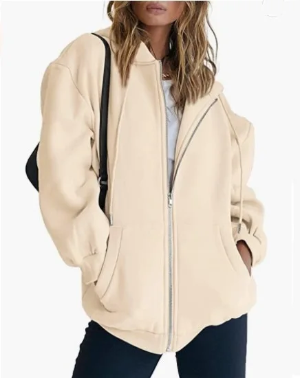 

New Fashion Sweater Hooded Casual Cardigan Pocket Zipper Wind Top Women's Clothes Winter Clothes Women