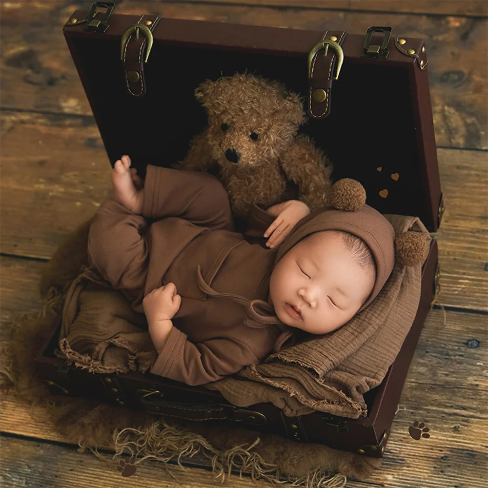 Newborn Baby Bear Outfit Soft Cotton Brown Bear Costume