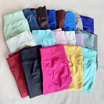Leggings sportivi da donna Pantaloni lunghi da yoga senza cuciture Leggings fitness a fascia bassa Comprendi i fianchi Collant Pantaloni da allenamento per palestra