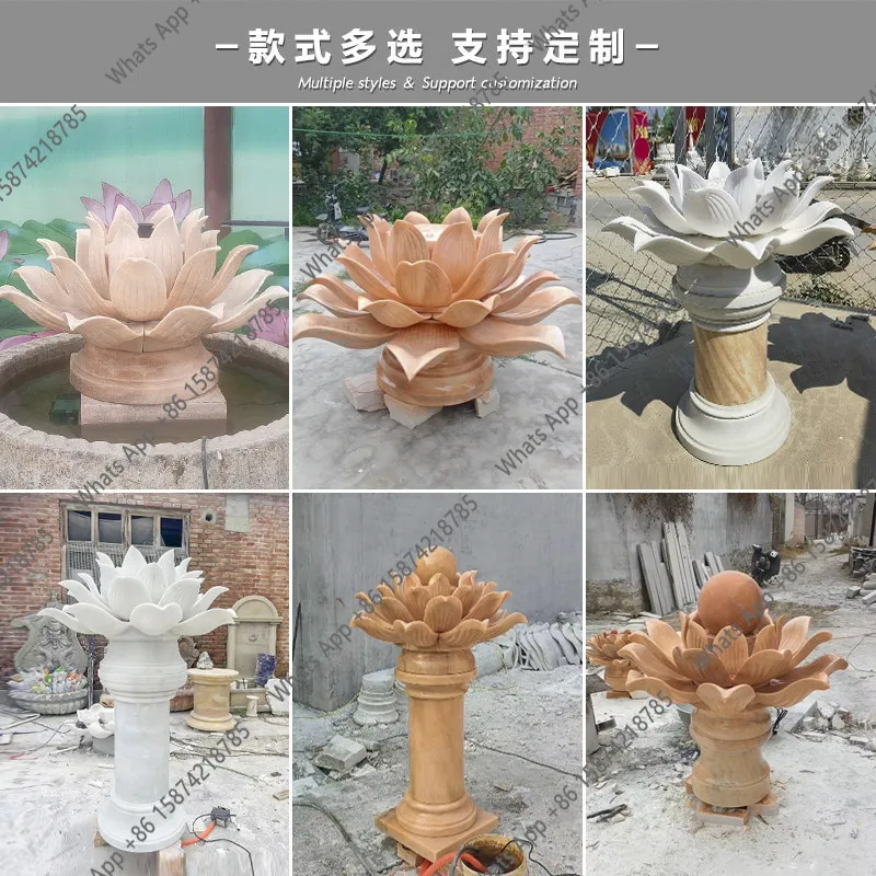 정원용 흐르는 물 분수, 흰색 대리석 연꽃 볼, 유럽풍 금색 대마 연꽃 물 분사 조각품, 석가산식 물 장식