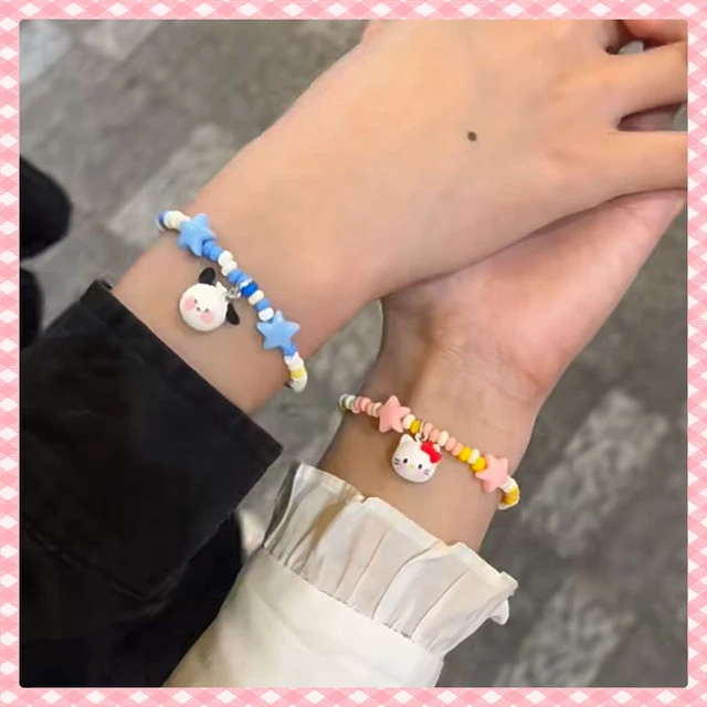 hello kitty kandi bead bracelet sanrio handmade  Handmade jewelry  tutorials, Pony bead bracelets, Diy friendship bracelets patterns