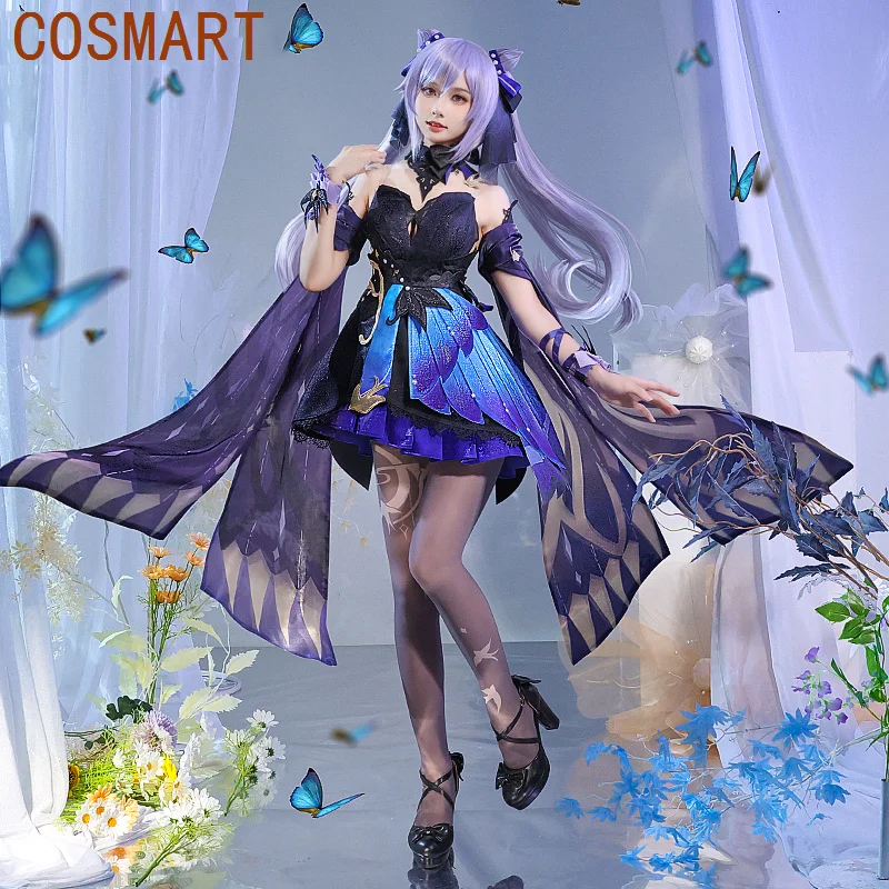 

COSMART Anime Genshin Impact Keqing New Skin Game Suit Elegant Dress Uniform Cosplay Costume Halloween Party Outfit For Women