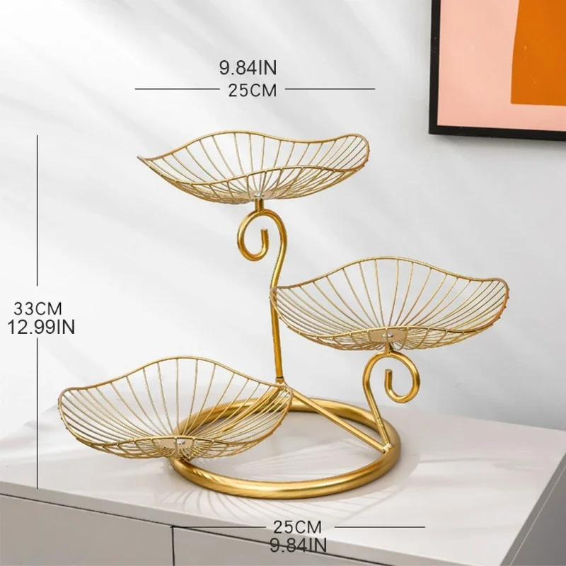 Creative Simple Three-layer Fruit Tray Groceries Fruit Vegetable Basket Bracket Decoration Fruit Bowl Storage Rack Black Gold 4