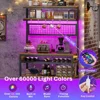 Itaar Bakers Rack with Power Outlet, 6-Tier Coffee Bar, Microwave Stand with Wine Rack, LED Lights and 10 Hooks, Bakers Racks 3