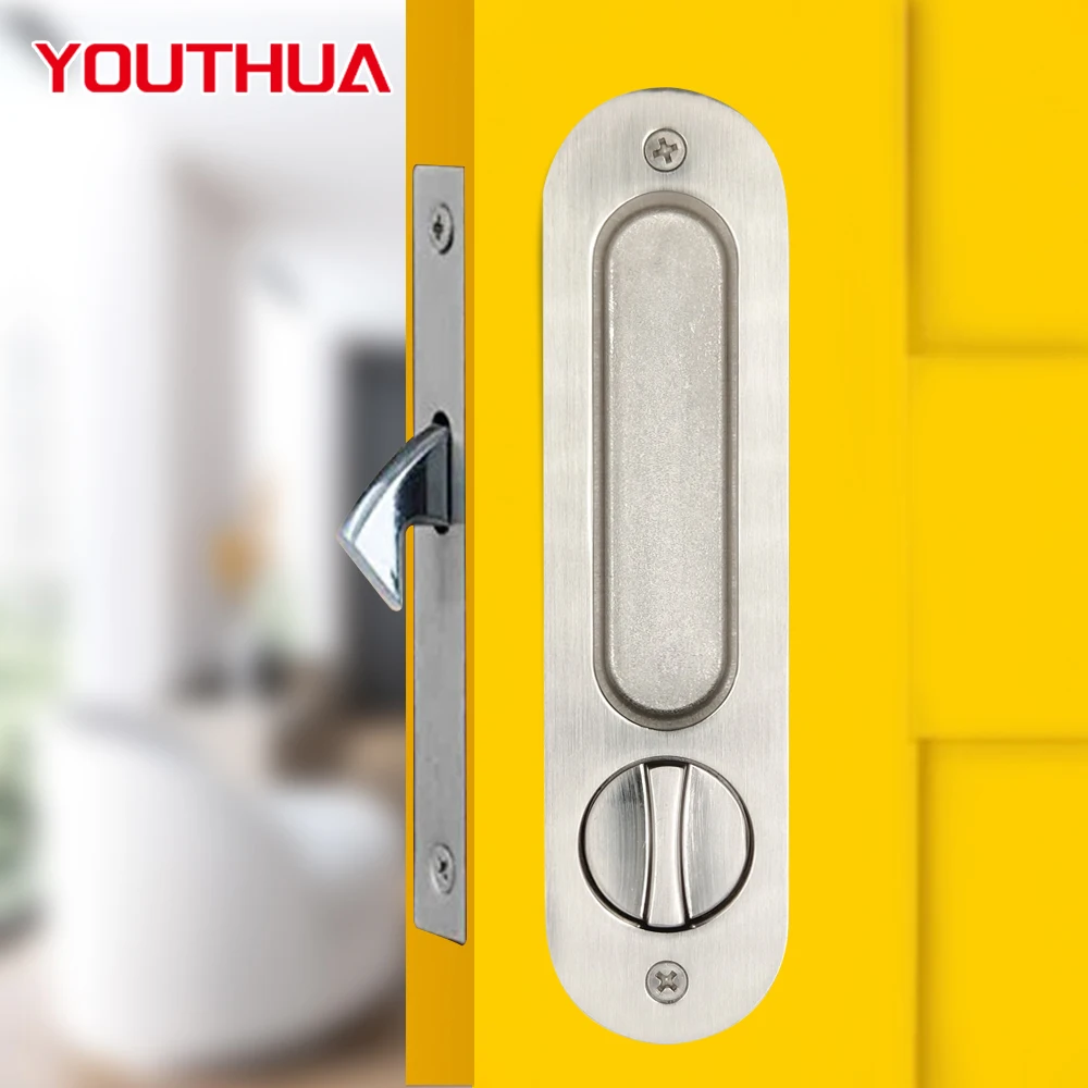 YOUTHUA Sliding Barn Door Locks Invisible Door Handle for Wooden Sliding Pocket Door Latch Furniture Hardware 17cm Door Locks