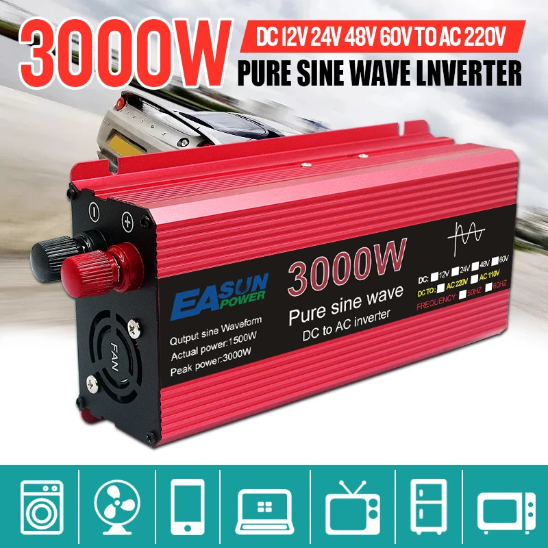 Geavanceerde Glad interferentie Zuivere Sinus Omvormer 3000W 2200W 1600W 1000W Voltage Dc 12V 24V Naar Ac  110V 220V Transformator Power Converter Omvormer|Omvormers & Converters| -  AliExpress