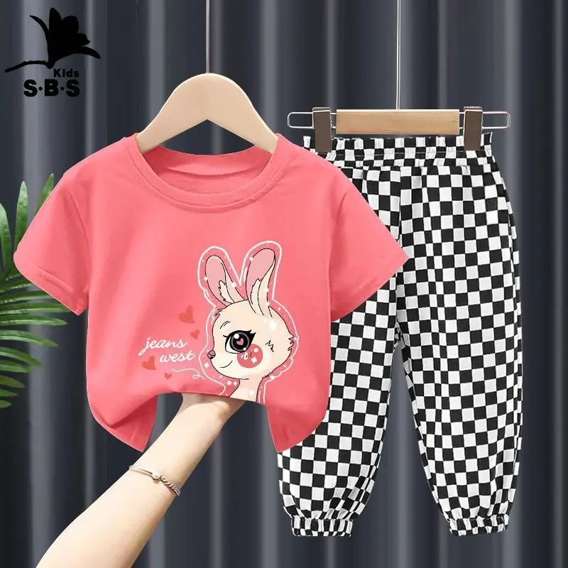 

Girls' summer suit 2023 new short-sleeved children's leisure sports 2-piece set