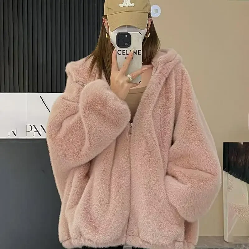 New winter short fur coat, fitted leather jacket, women's hat, eco-friendly sheep fur, women's jacket, coat, regular style
