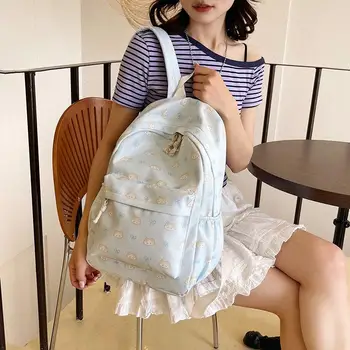 Zaino stampato con gatto simpatico cartone animato Zaino per studenti di grande capacità Borsa da viaggio portatile alla moda delicata per regali