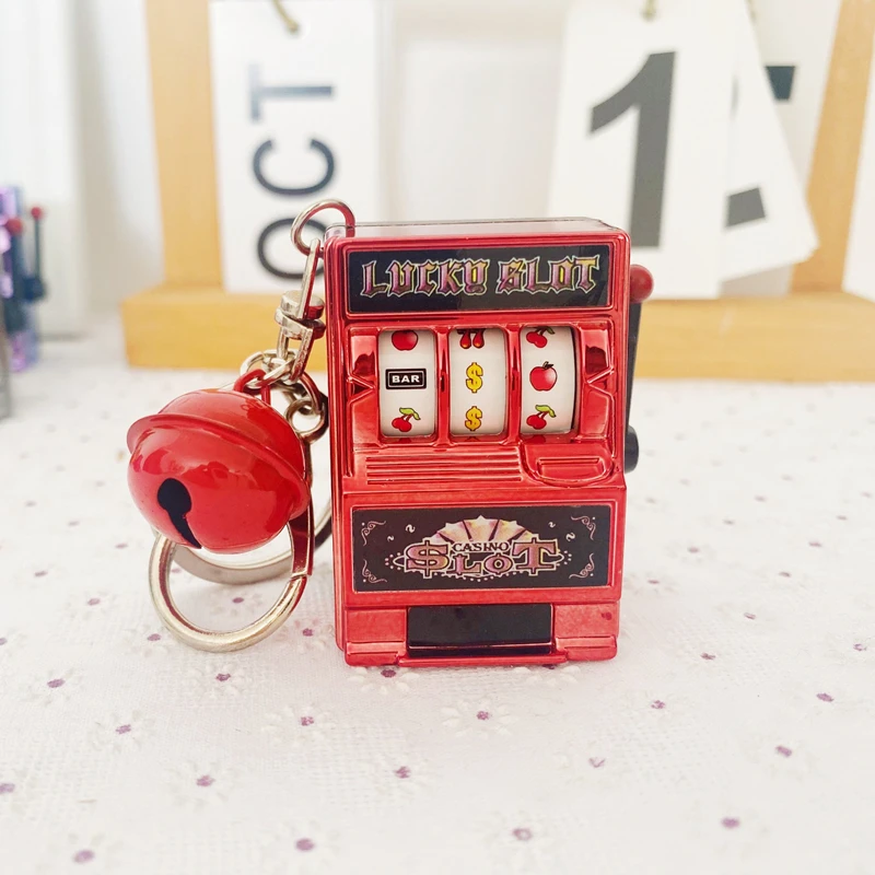 Lucky Jackpot Mini Fruit Slot Machine arcade Birthday Keychain Gift Educational Toy Coin Operated Games Gambling Machine 1pc