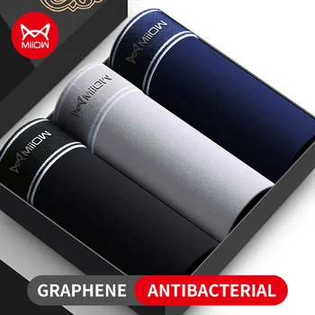 MiiOW 3 Pezzi Mutandine da Uomo in Cotone Traspirante Grafene Antibatterico Uomo Boxer Cueca Biancheria Intima Maschile Uomo Boxer Slip Lingerie 1