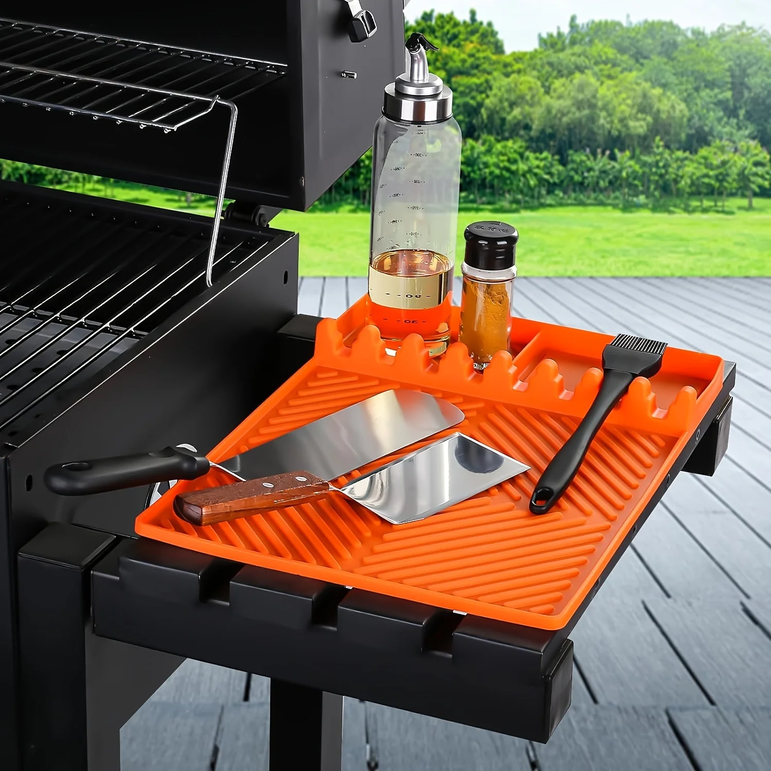 Silicone Grill Side Shelf Mat with Drip Tray 4