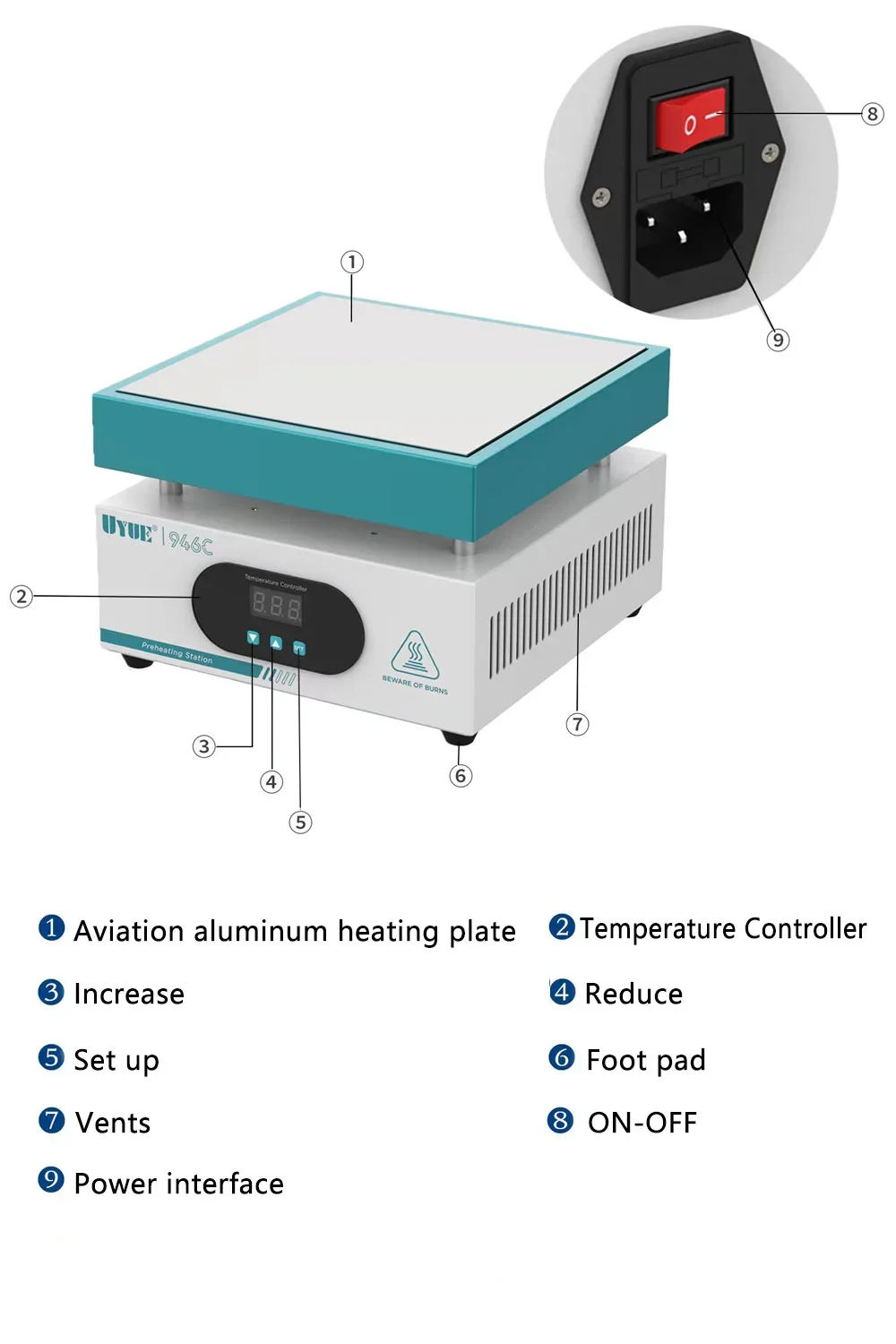 LCD Digital Display Preheating Station preheating station Heating Platform Adjustable Heating Plate Phone Screen Replace