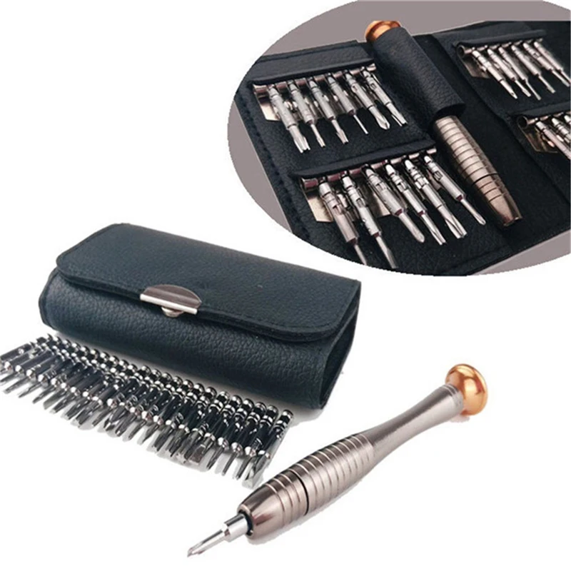 

Multifunctional 25-in-1 Apple Mobile Phone Notebook Teardown Repair Tool Leather Case Screwdriver Combo Set