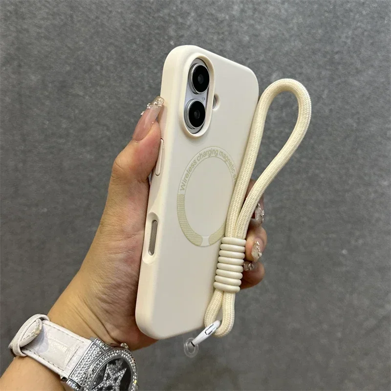 Liquid Silicone Magnetic Lanyard Phone Case with Bracelet - Soft Skin Feel Cover