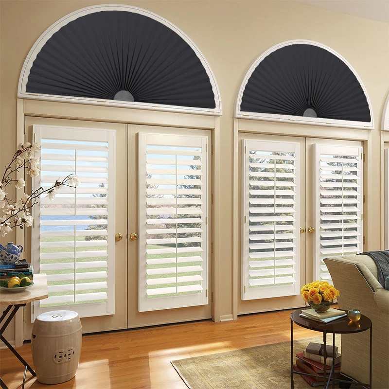 1PC self-adhesive arched pleated curtains for bedroom shading, sun shading, non perforated blinds, disposable curtains 4