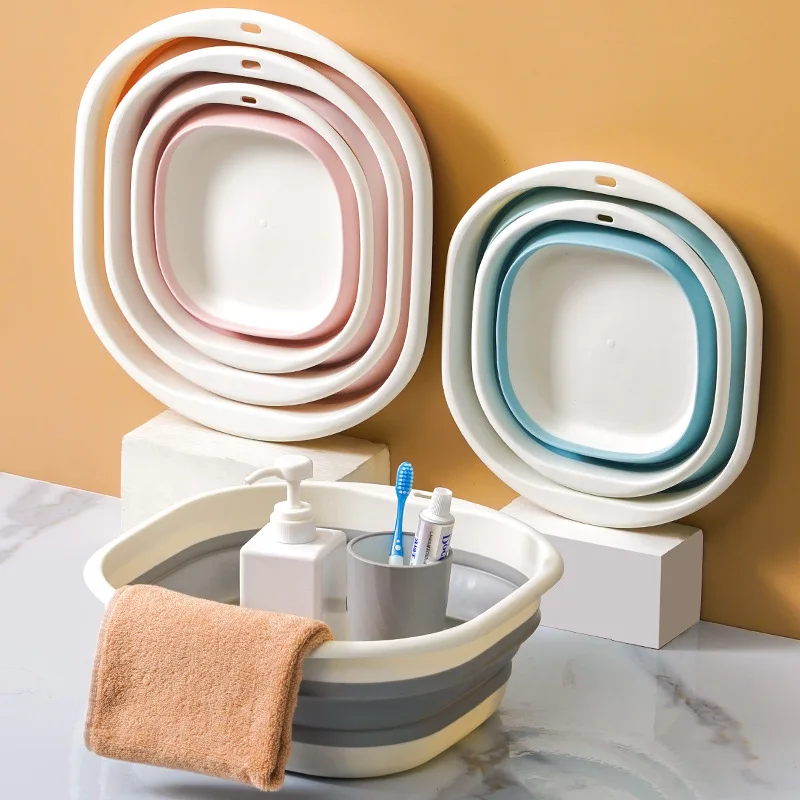 

Multi-purpose Folding Wash Basin Portable Laundry Tub Hanging Bathroom Sink Travel Hiking Picnic Cleaning Tool Bathroom Products
