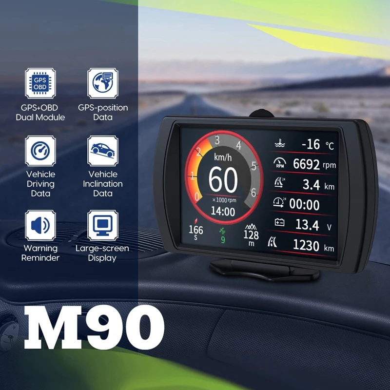 M90 ٱ ڵ  ÷, HUD GPS  跮, OBD-II ӵ  Ÿ, ڵ ׼