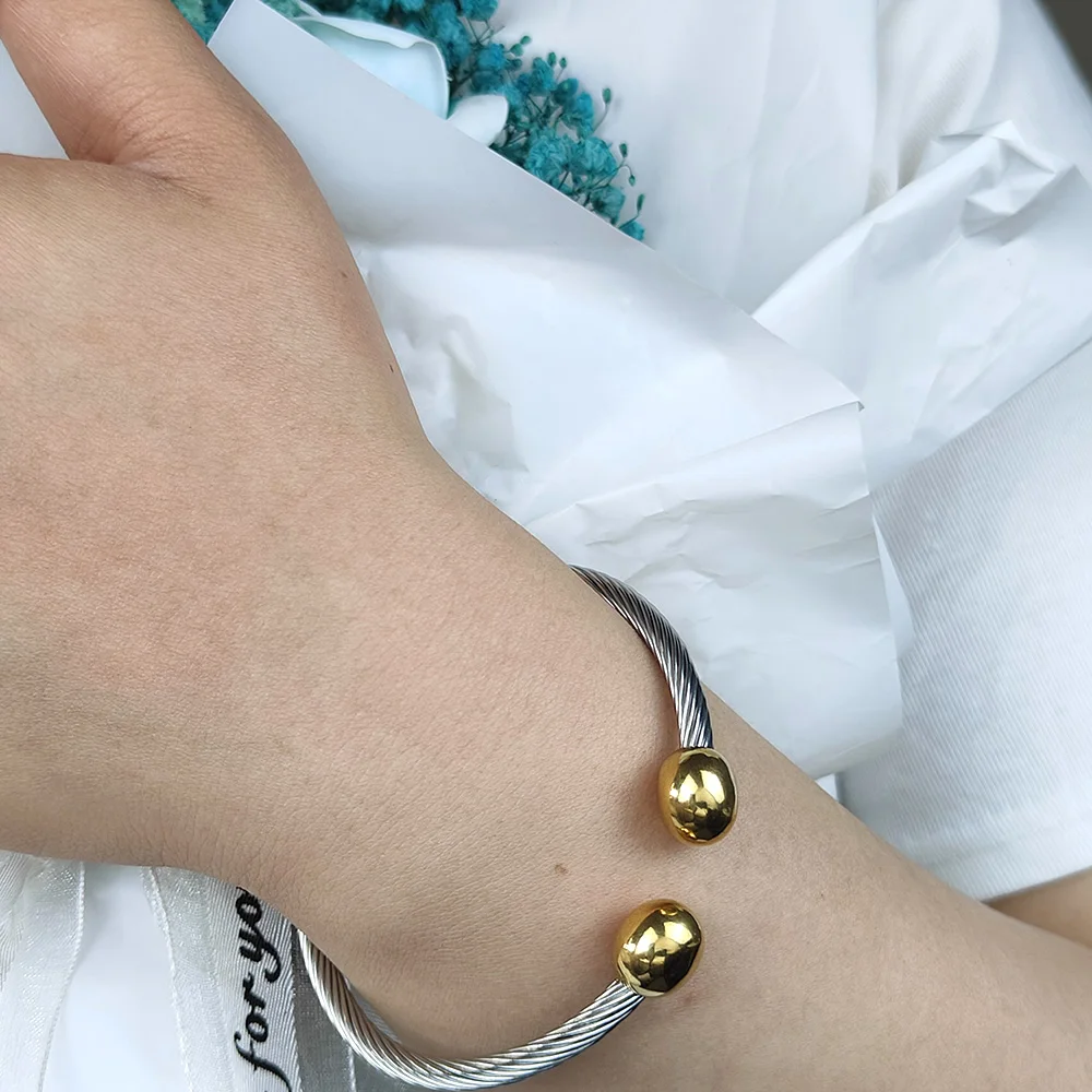 Bangle Gold Color Stainless Steel Bangle For Women Jewelry Round Ball Charm Women Cuff Bangles Men Bracelets bangle bracelet stainless steel bracelet