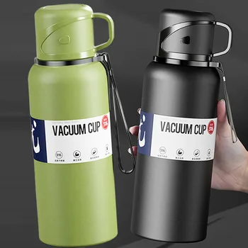 Bouteille d'eau thermique 2L grande capacité avec paille bouteille Thermos en acier inoxydable bouteille d'eau froide et chaude tasse Thermos de Sport 1