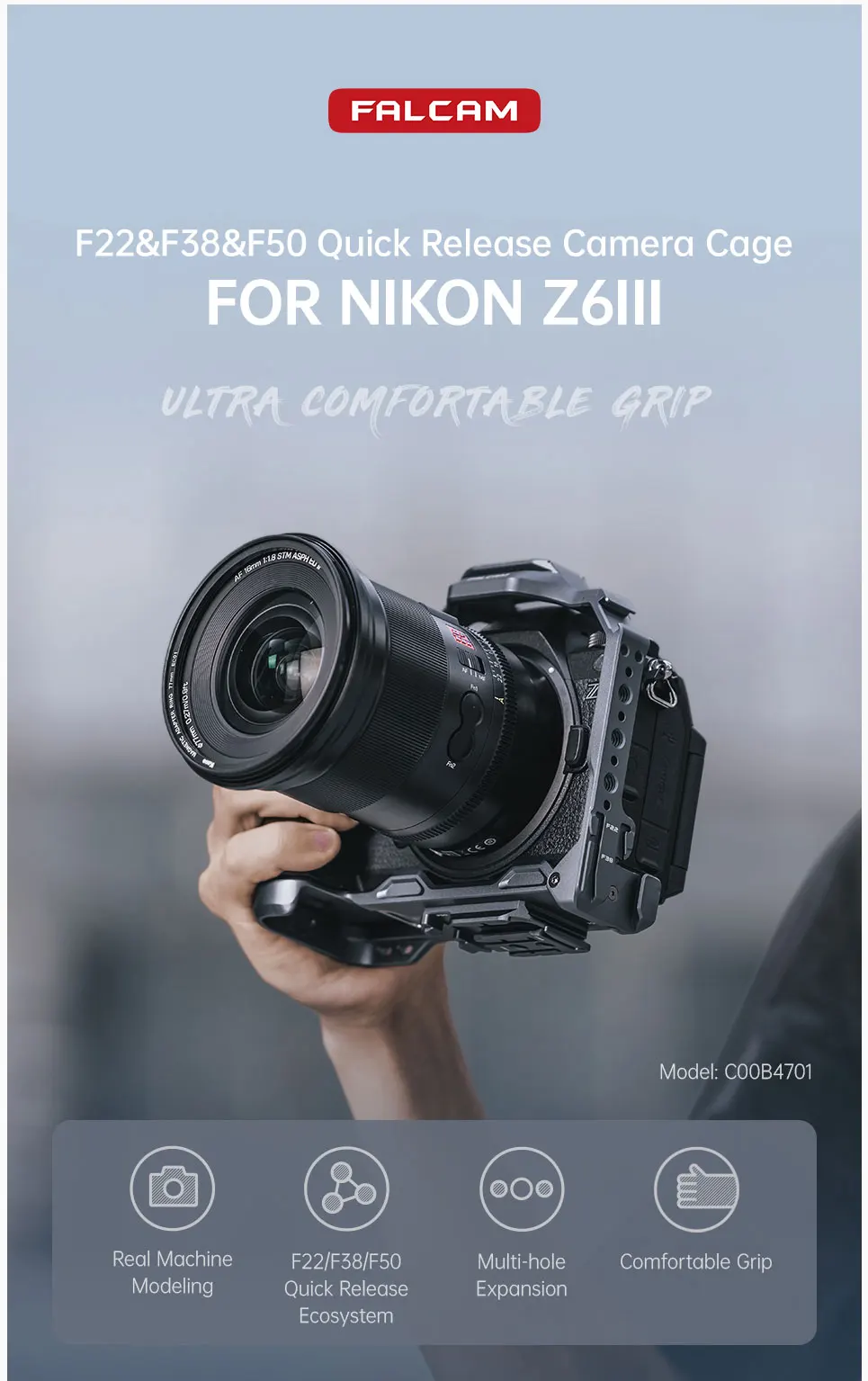 Camera Cage Kit for Nikon Z6iii Suitable for F22&F38&F50 Quick Release System