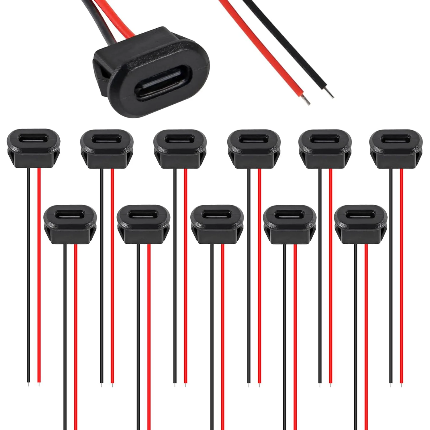 Châssis femelle de Type C à 2 broches, connecteur de prise femelle de Type C, prise étanche, Port de chargement femelle avec boucle de carte 3A USB-C, 20 pièces