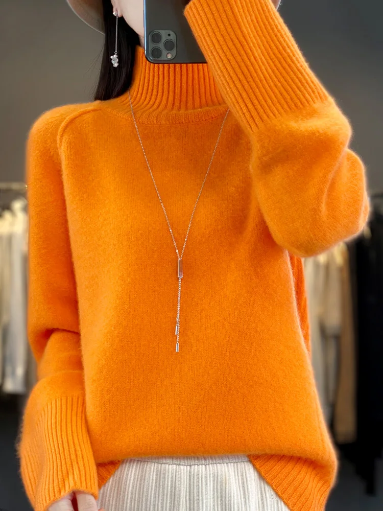 Women Turtleneck Sweater Autumn Winter Basic Pullover 100% Merino Wool Long Sleeves Cashmere Knitted Jumper Female Clothing Tops 4