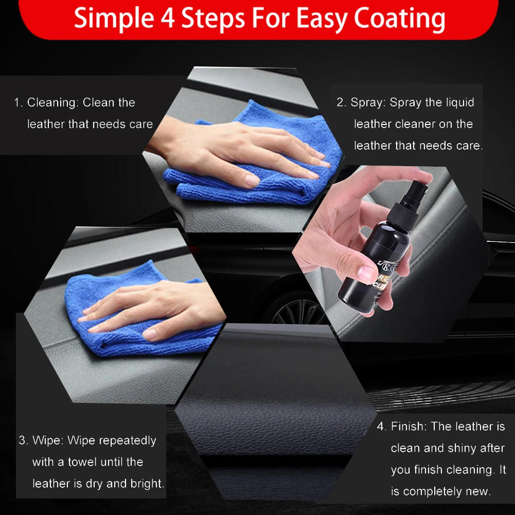 Car cleaner Car cleaner spray 50ml Car Leather Cleaner Leather Seat Upholstery Sofa Bag Stain Remover Cleaner Care Refurbishing Spray