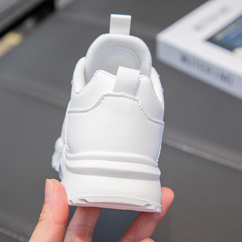 Children Shoes Kids Casual Sneakers Black Pu Leather Sports Shoes for Boy Girls White School Running Tennis Sneaker