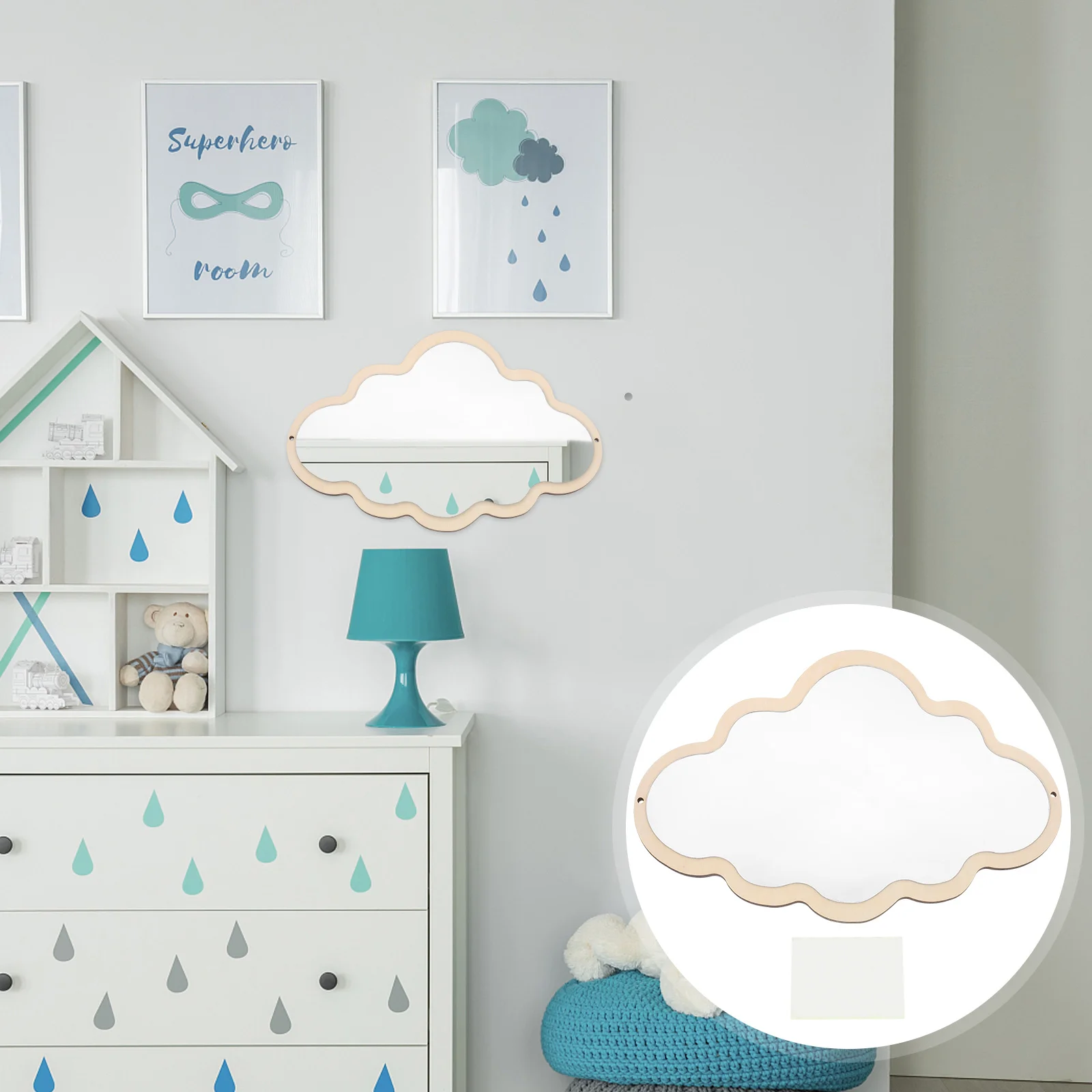

Mirror Tabletop Decoration Mirrors Decorate Cute Children Safety Bamboo Wooden Baby Stickers