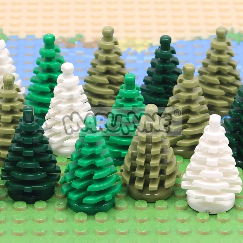 Marumine 10PCS Small Christmas Tree MOC Building Blocks Spruce 2435 Compatible Construction City View Bricks Parts Stalk Grass