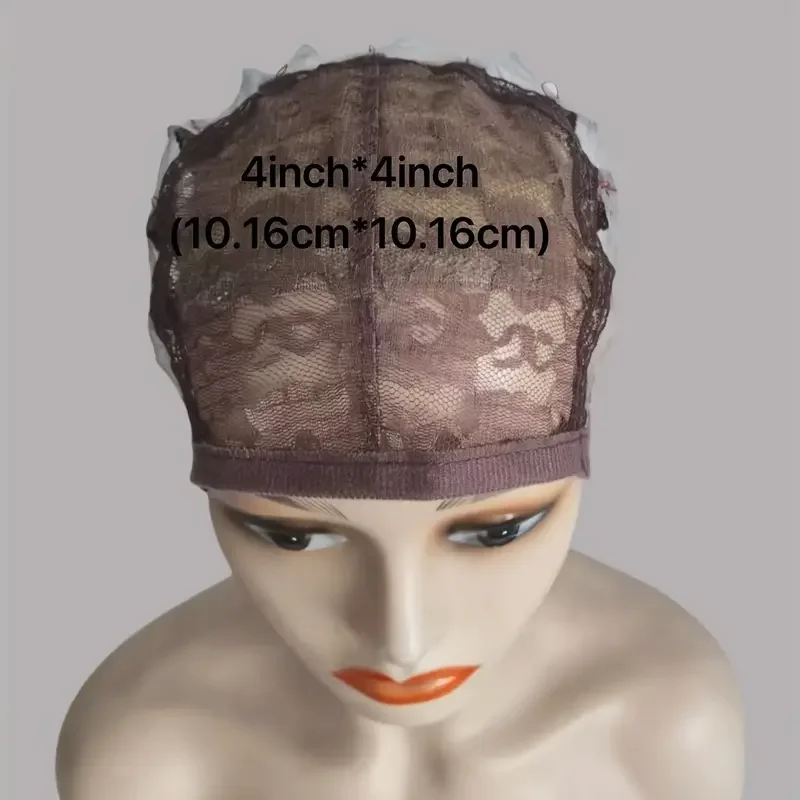 Breathable Nylon Wig Cap for Men & Women-Stretchy Mesh Hair Net with Lace Pattern, Beige/Light Brown