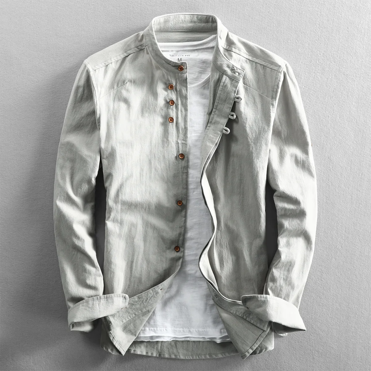 Men Cotton Linen Shirts Long Sleeve Casual Slim Mandarin Collar Business Dress cotton shirt long sleeve shirt men casual shirt
