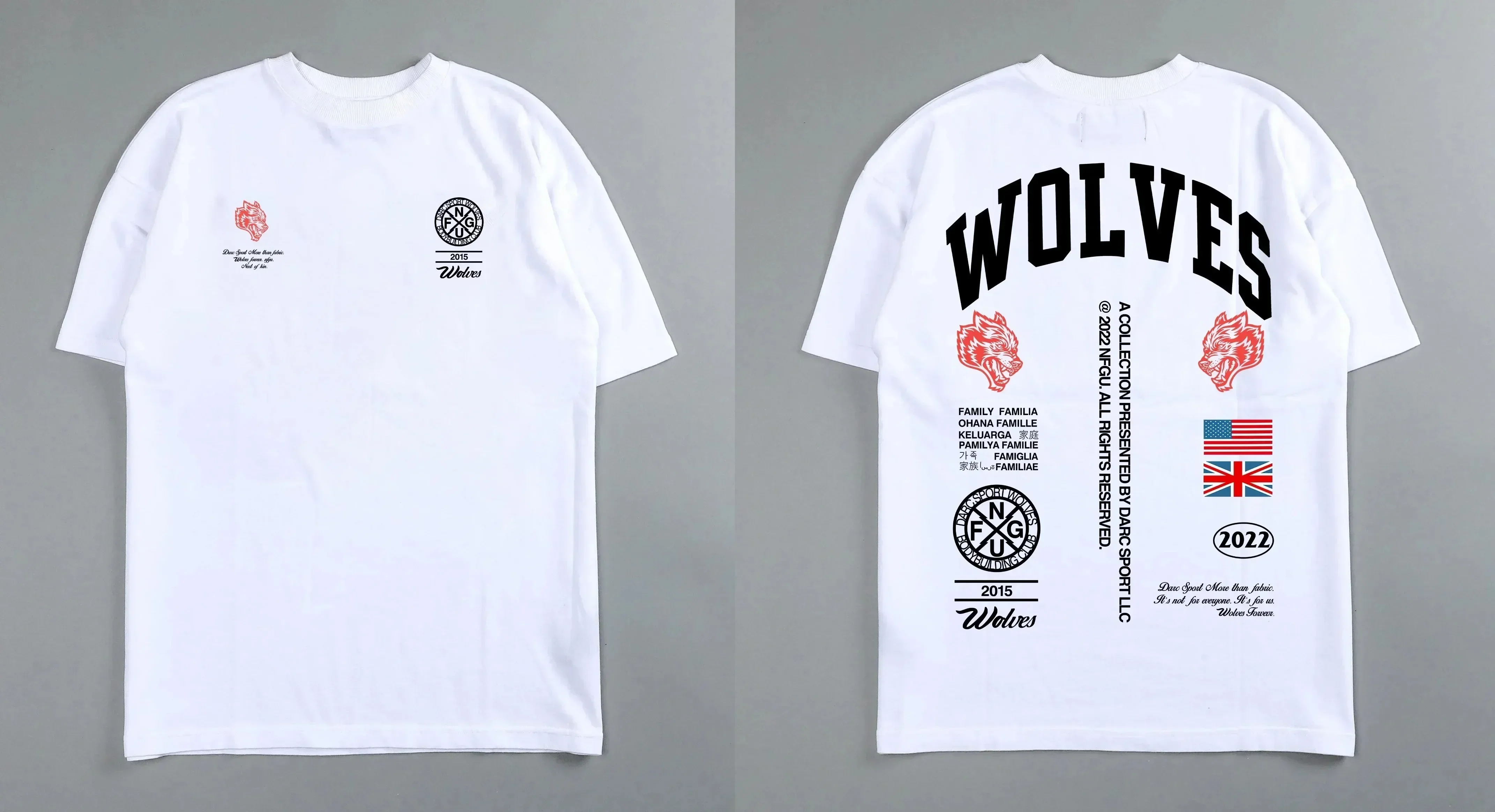 NEW Darc Wolf Sport T Shirt Men Oversized Graphic DTG Printing Gym Fitness Short Sleeve Tee Streetwear Fashion Top