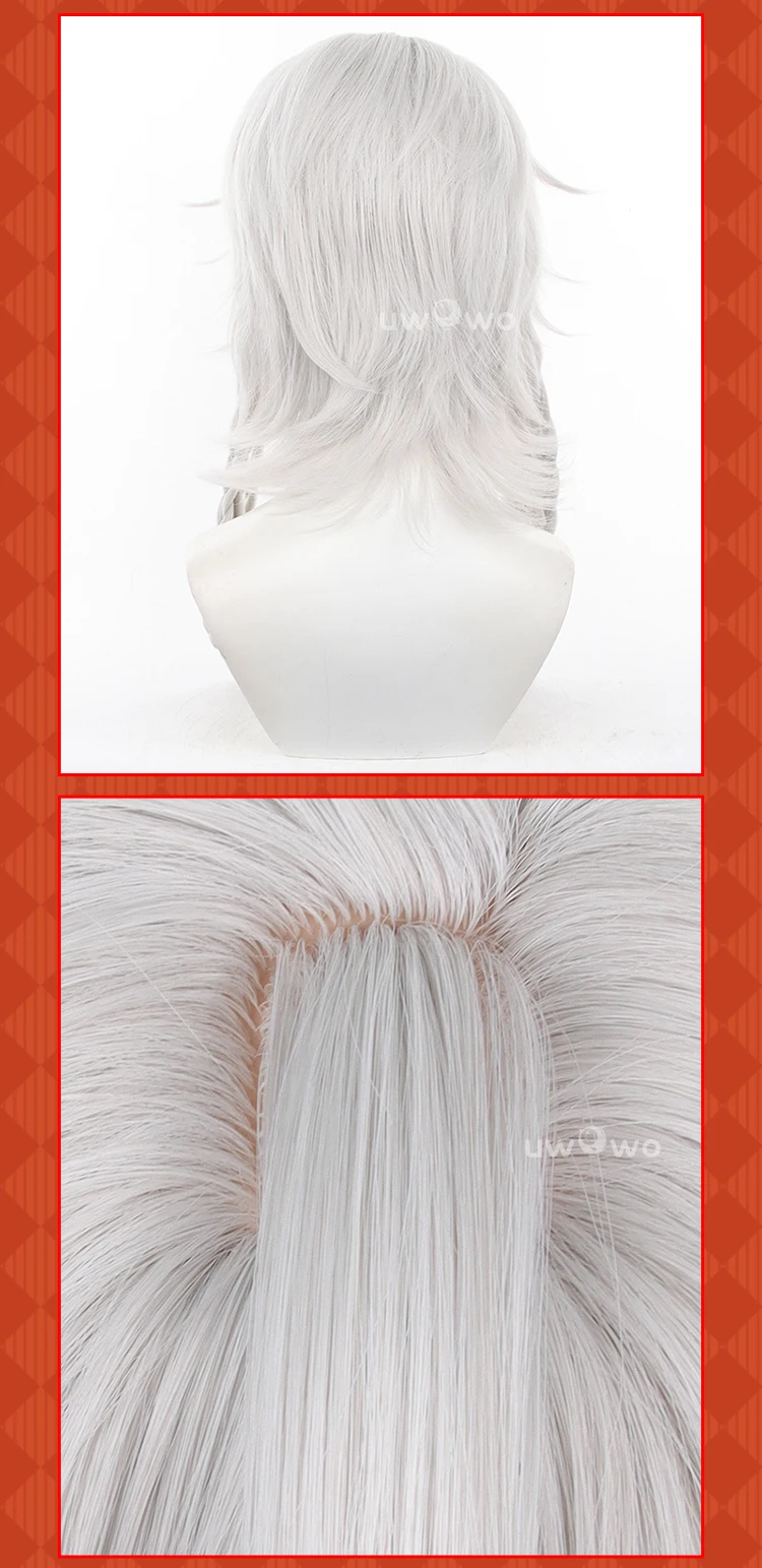 Game Identity V Ithaqua Cosplay Perücke Weißes Haar 60CM Langhaar Wig 3