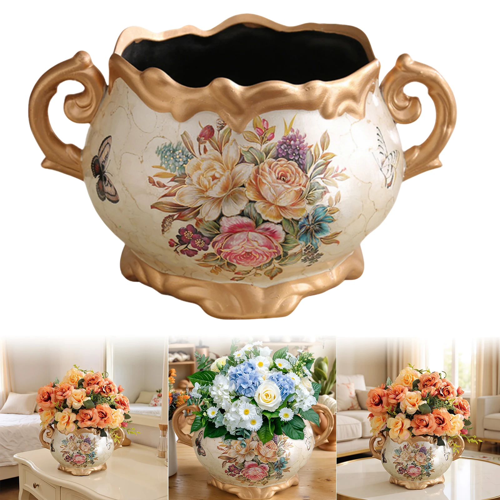 Ceramic Retro Vase with Handle for Home Decor