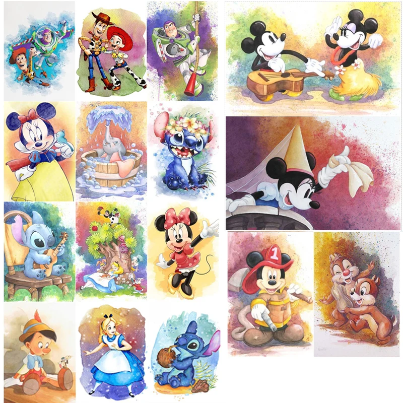Disney Cartoon Diamond Painting Toy Story Alice Mickey Minnie Mouse Pinocchio Lilo Stich Full Square Round Drill Embroidery