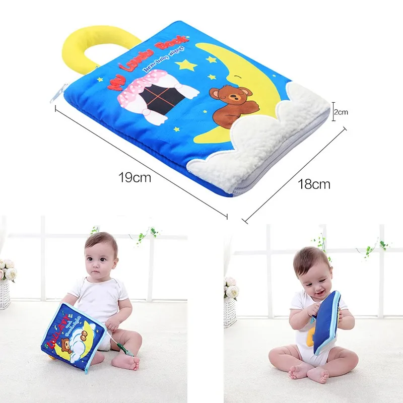 

Детская мягкая 3D тканевая Книга медведь Луна первая книга Монтессори для младенцев раннего цвета искусственная обучающая игрушка для базовых жизненных навыков