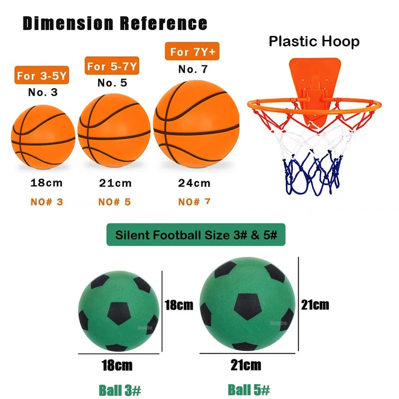 Bouncing Mute Ball Indoor Silent Basketball 24cm Foam Basketball Silent Soft Ball Air Bounce Basket Ball Size 3/5/7 Sports Toy 6