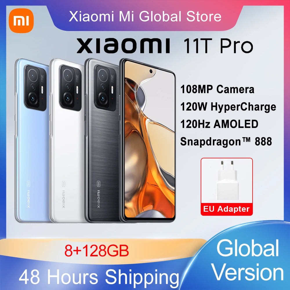 Em estoque versão global xiaomi 11 t pro nfc snapdragon 888 octa núcleo 108mp câmera 120hz smartphone 11 t pro 120w hypercharge| | - AliExpress