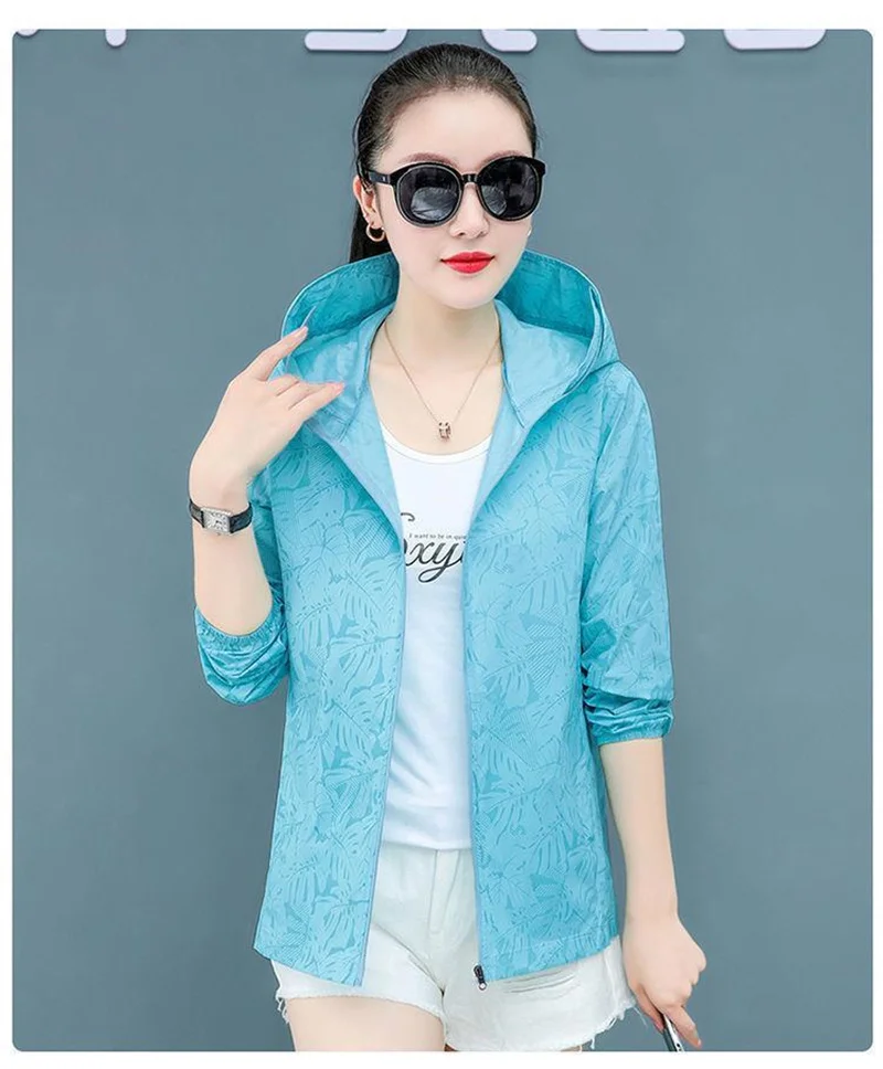 Hooded Long Sleeve Thin Windbreaker Women's Coat Jacket 2023 New Summer Loose Sunscreen Coat Female UV Resistant Outdoor Top 4XL