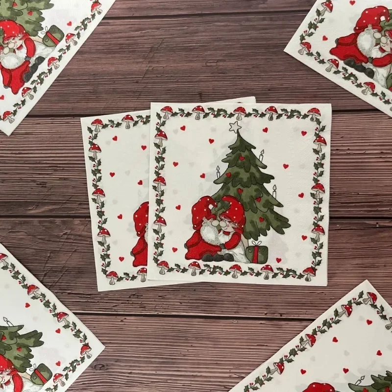 20pcs 33cm New Christmas Party Decoration Paper Christmas Tree Cartoon Father Granny Love Printed Paper Placemats