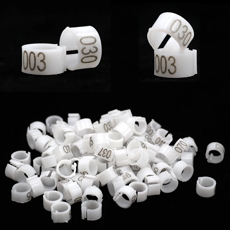 10-Color Digital Bird Training Foot Rings, 8mm Plastic ID Markers
