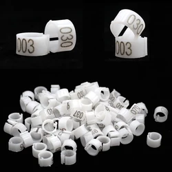 10 - Color Digital Bird Training Foot Rings, 8mm Plastic ID Markers (WHITE)