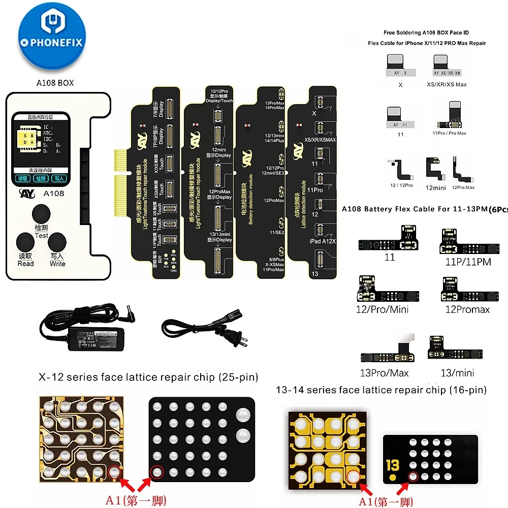 Ay A108 True Tone Face Id Battery Programmer Per Iphone X - 14Promax Battery Original Color Repair Dot Matrix Repair Flex Cable