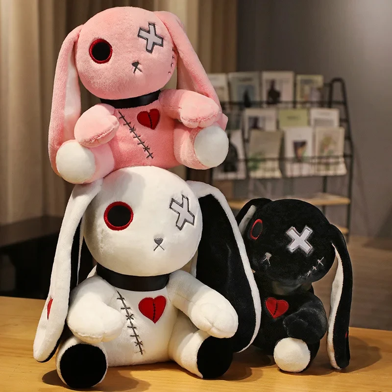 thumbnail image 1 of 25cm Creepy Gothic Rabbit Plush Toys Spooky Bunny Stuffed Animal Cute Horror Dreadful Bunny Doll for Halloween Decor Kids Gifts, 1 of 4