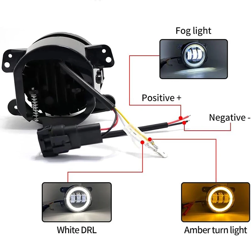 지프 랭글러 JK LJ TJ 닷지 저니 매그넘 ATV 60W 4인치 LED 패싱 안개등 화이트 DRL 앰버 방향지시등