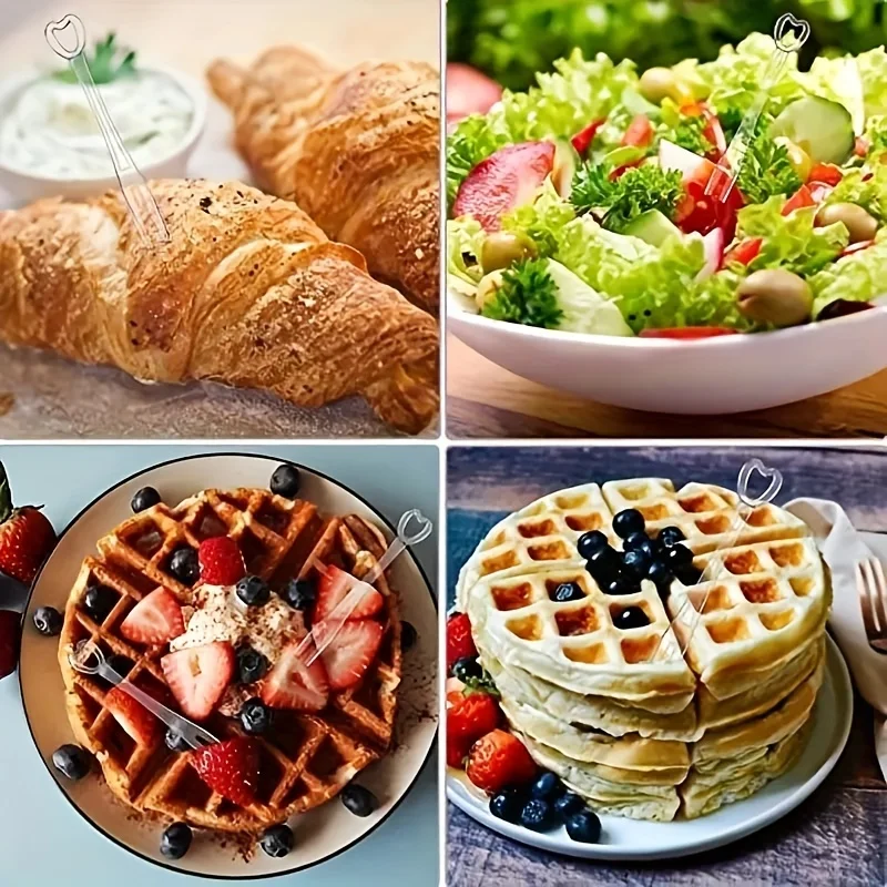 100pcs Heart-Shaped Disposable Forks Party Disposable Tableware